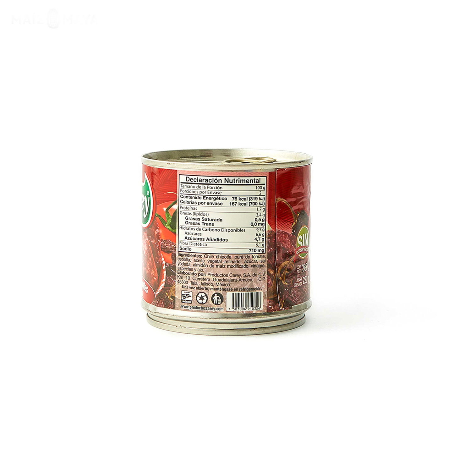 Chiles chipotles adobados Carey 340gr.