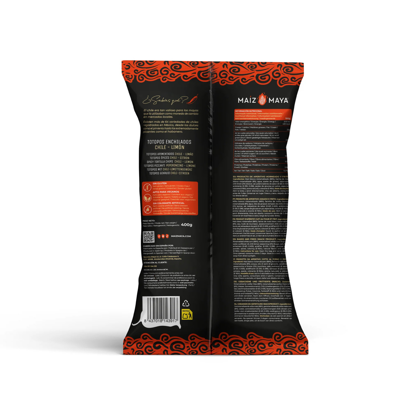 Totopos Maíz Enchilados - Chile y Limón 400 gr