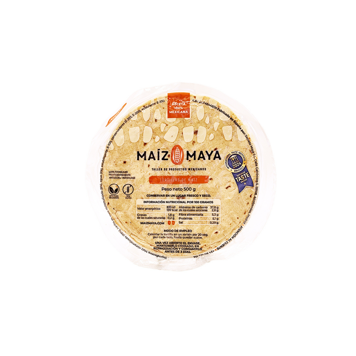 Tortillas de maíz blanco nixtamalizado 13cm (500gr)